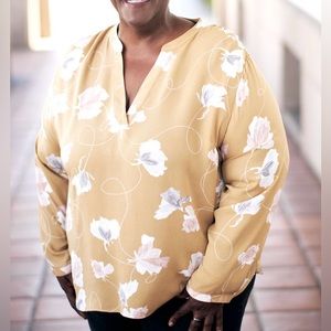 Ava & Viv Women's Plus Size Floral Print Long Sleeve Blouse